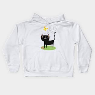 Black cat and butterfly Kids Hoodie